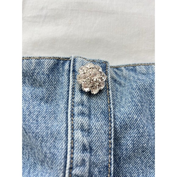 GANNI Rhinestone-Embellished Denim Bustier Blue Size 36 / US 4 Small - Picture 7 of 12